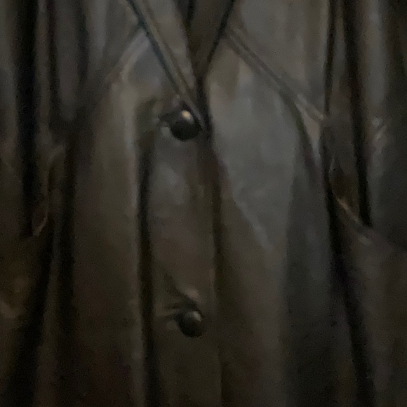 ADA Black Long Length Genuine Leather Coat - Vintage - Picture 3 of 6